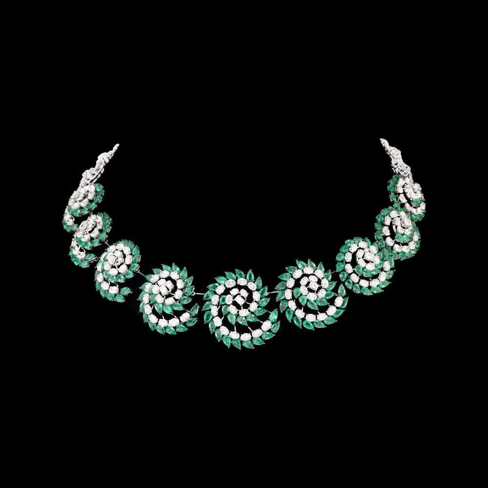 18K White Gold Diamond Necklace - 20.24ct VVS-VS-GH with Colour Stones