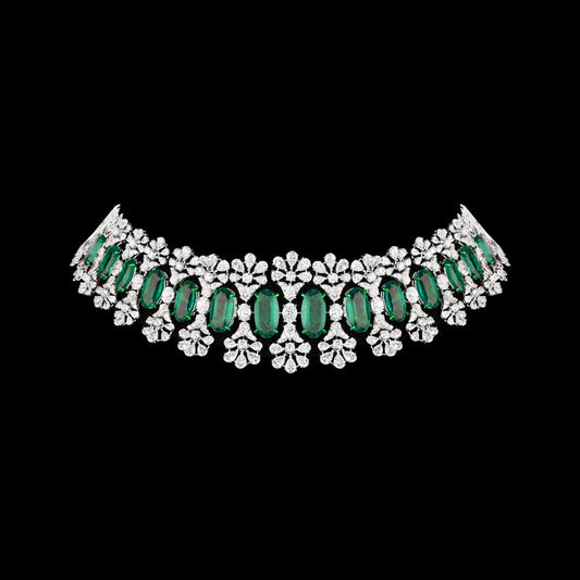 18K White Gold Diamond Necklace - 20.263ct VS-SI-GH with Colour Stones