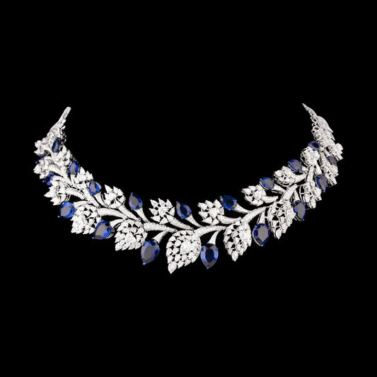 18K White Gold Diamond Necklace - 22.144ct VS-SI-FG with Colour Stones