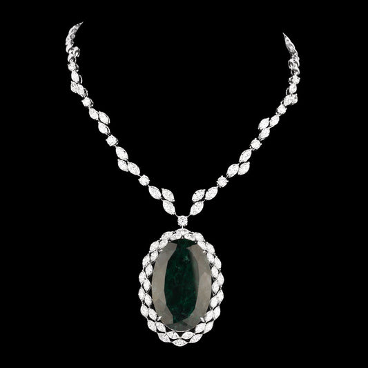 18K White Gold Diamond Necklace - 16.985ct VS-SI-GH with Colour Stones