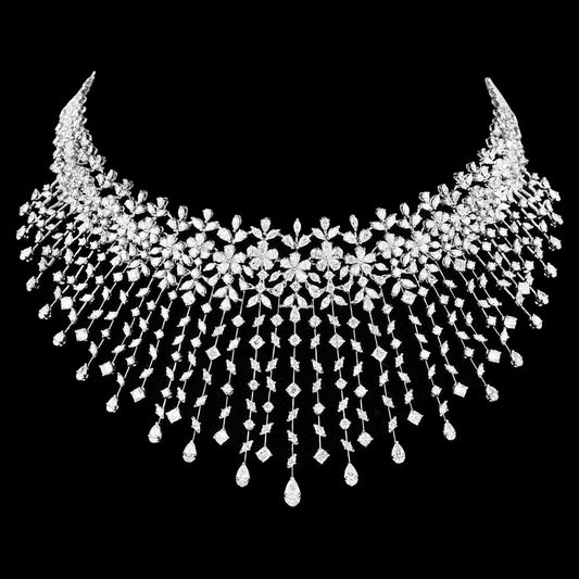 18K White Gold Diamond Necklace - 30.302ct VVS-VS-FG