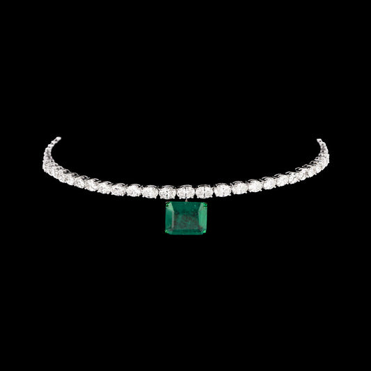 18K White Gold Diamond Necklace - 12.29ct VS-SI-HI with Colour Stones