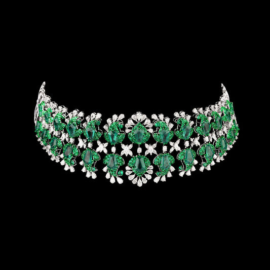 18K White Gold Diamond Necklace - 12.03ct VS-SI-HI with Colour Stones