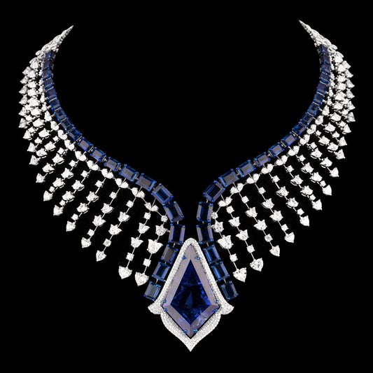 18K White Gold Diamond Necklace - 21.398ct VS-SI-FG with Colour Stones
