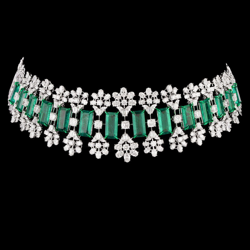 18K White Gold Diamond Necklace - 21.324ct VVS-VS-FG with Colour Stones