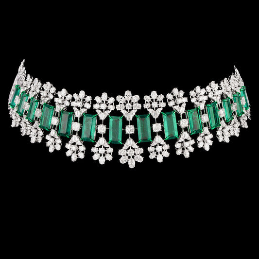 18K White Gold Diamond Necklace - 21.324ct VVS-VS-FG with Colour Stones