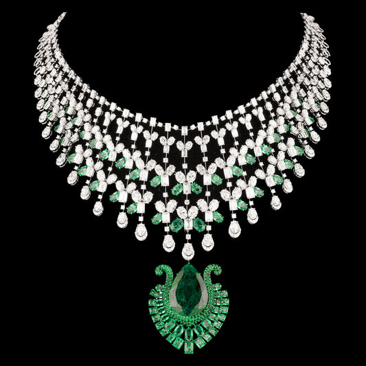 18K White Gold Diamond Necklace - 63.572ct VVS-VS-HI with Colour Stones