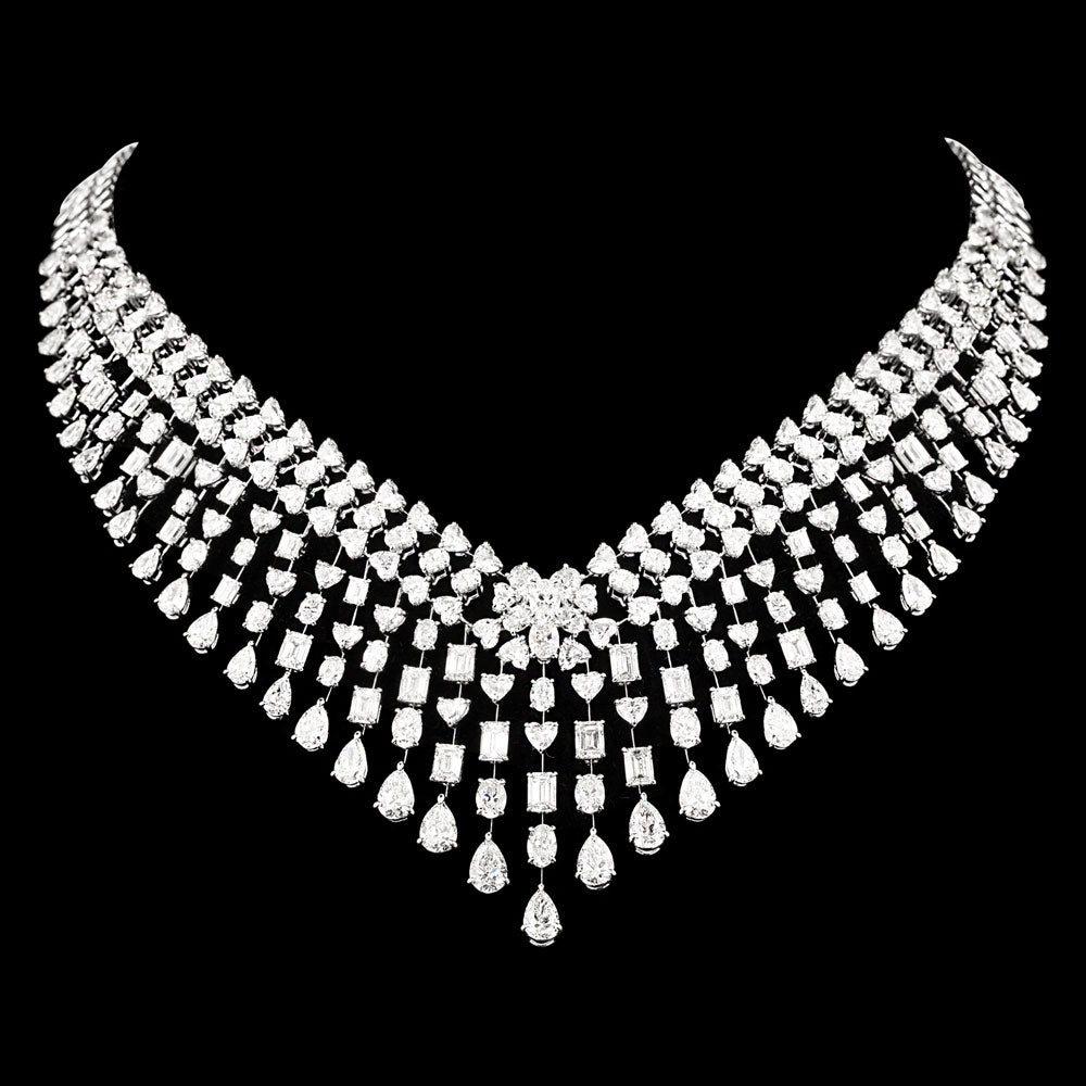 18K White Gold Diamond Necklace - 58.27ct VVS-VS-HI