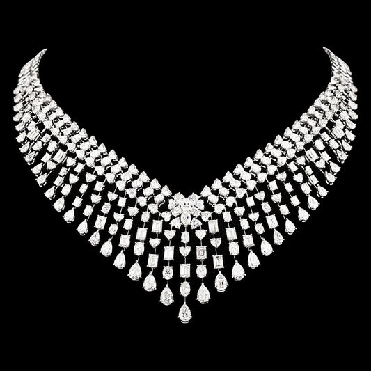 18K White Gold Diamond Necklace - 58.27ct VVS-VS-HI