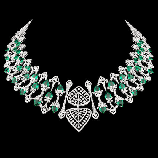 18K White Gold Diamond Necklace - 24.177ct VVS-VS-EF with Colour Stones