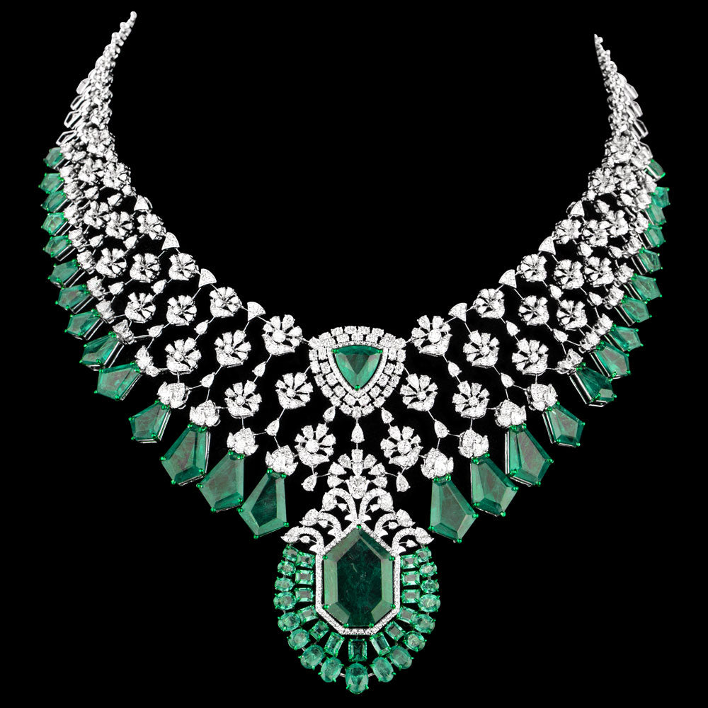18K White Gold Diamond Necklace - 17.4ct VS-SI-FG with Colour Stones