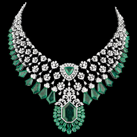 18K White Gold Diamond Necklace - 17.4ct VS-SI-FG with Colour Stones