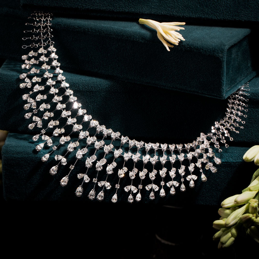18K White Gold Diamond Necklace - 49.976ct VS-SI-GH