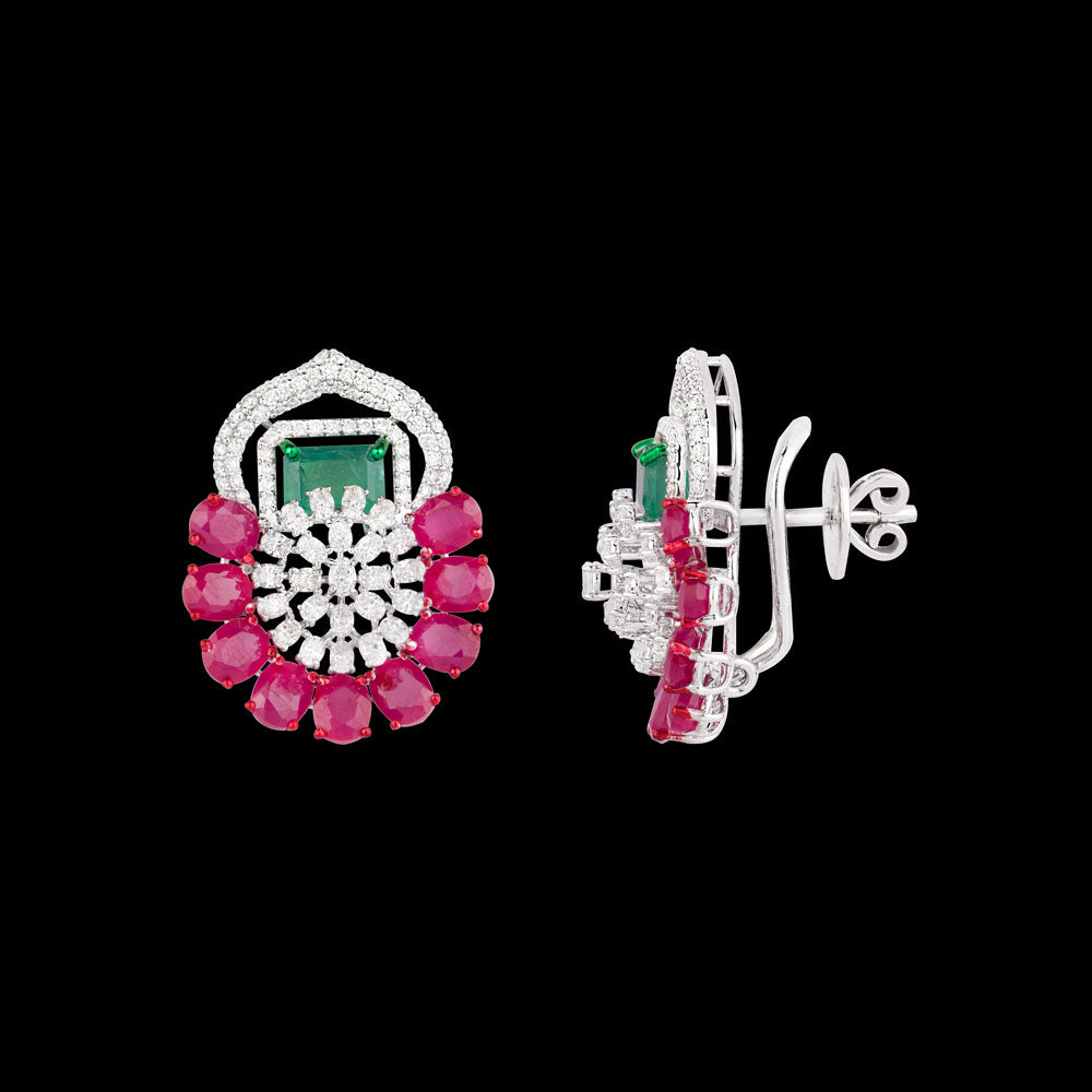 18K White Gold Diamond Jewellery - 2.05ct VS-SI-EF with Colour Stones