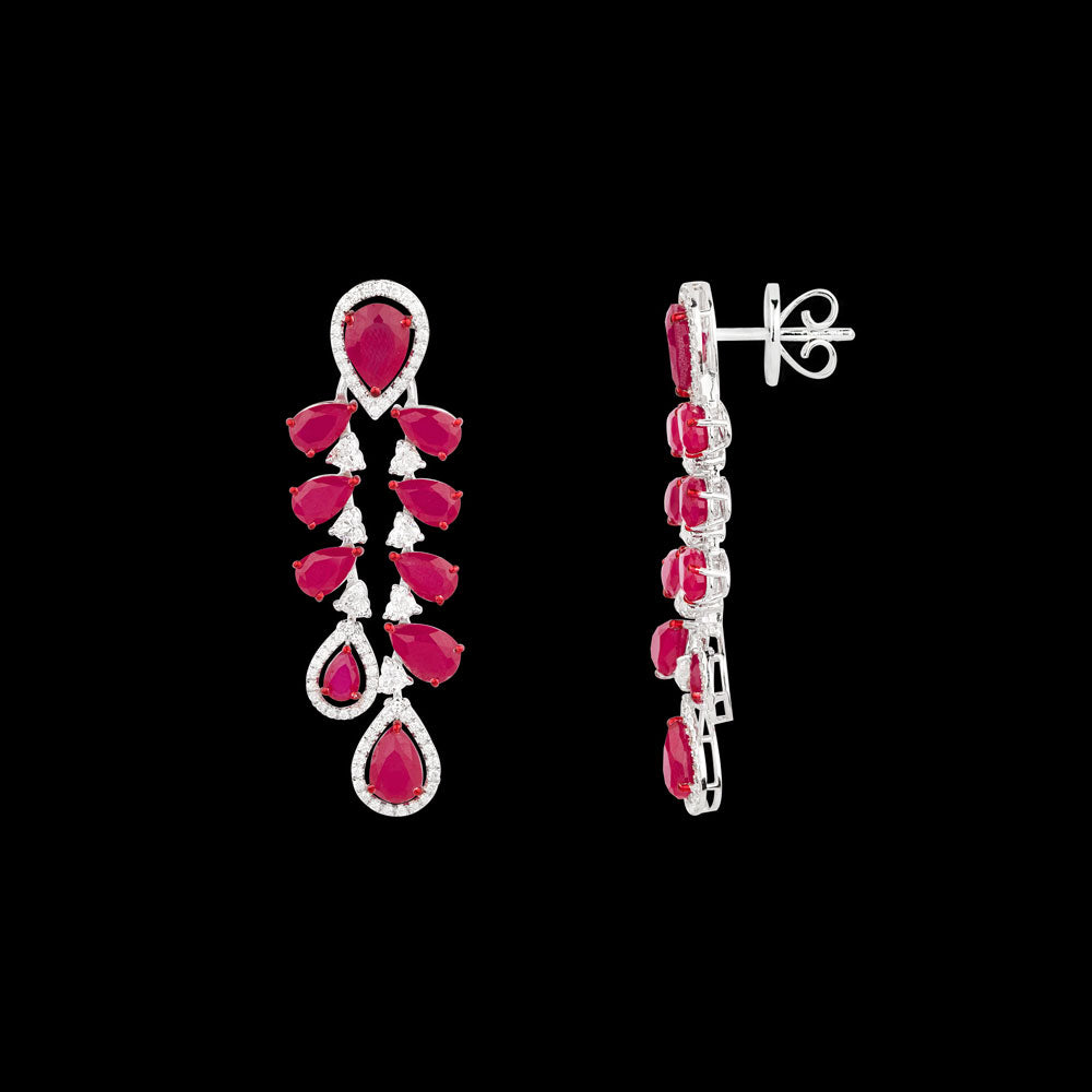 18K White Gold Diamond Jewellery - 3.73ct VVS-VS-FG with Colour Stones