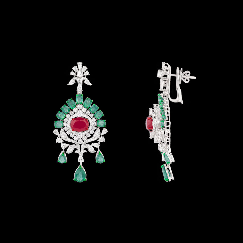18K White Gold Diamond Jewellery - 6.49ct VS-SI-EF with Colour Stones