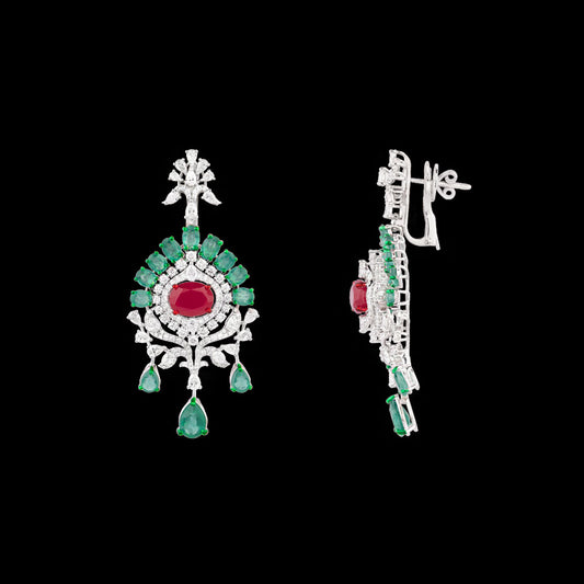 18K White Gold Diamond Jewellery - 6.49ct VS-SI-EF with Colour Stones