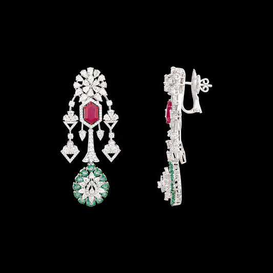 18K White Gold Diamond Jewellery - 9.158ct VVS-VS-HI with Colour Stones
