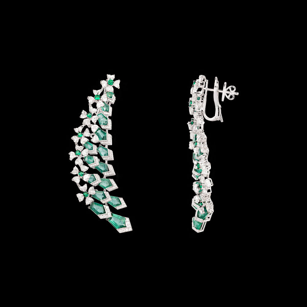 18K White Gold Diamond Jewellery - 9.65ct VVS-VS-FG with Colour Stones