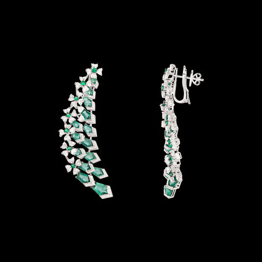 18K White Gold Diamond Jewellery - 9.65ct VVS-VS-FG with Colour Stones