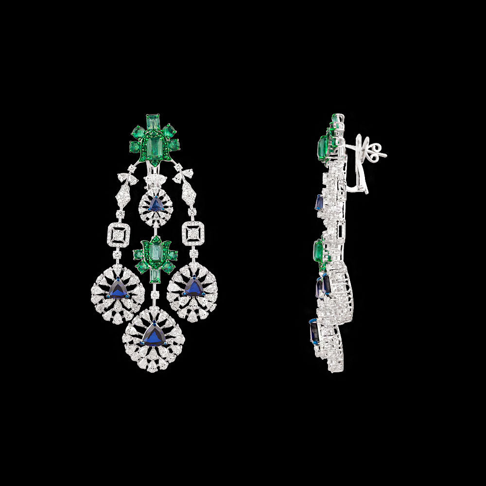 18K White Gold Diamond Jewellery - 13.667ct VS-SI-FG with Colour Stones