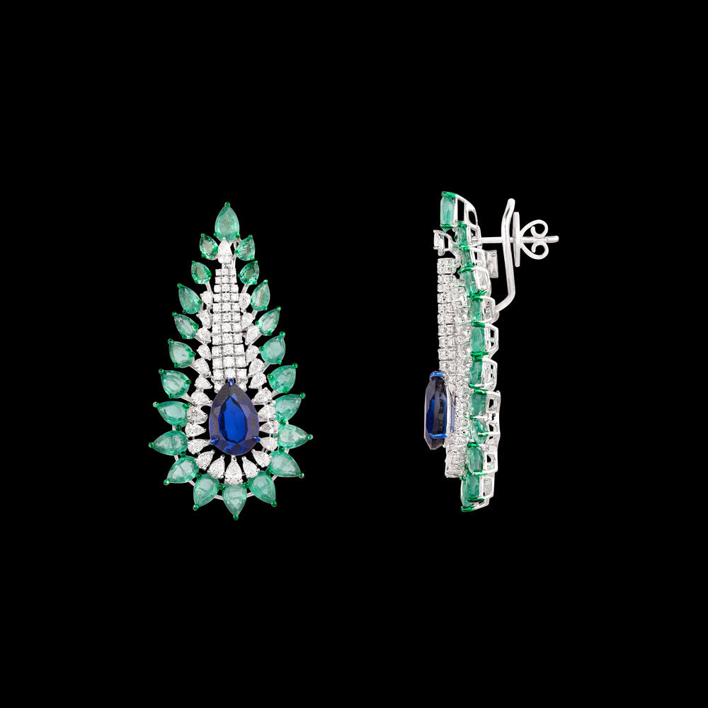 18K White Gold Diamond Jewellery - 3.29ct VS-SI-FG with Colour Stones