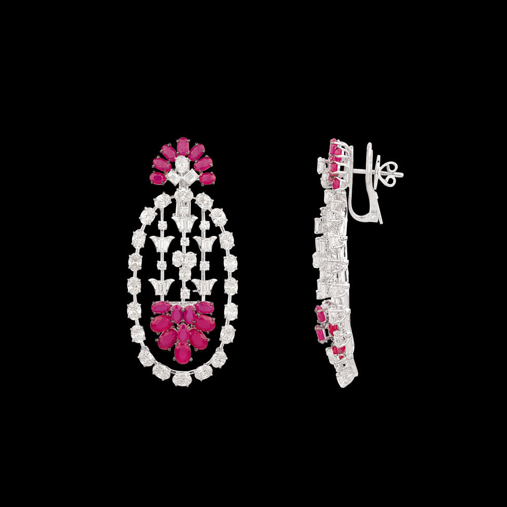 18K White Gold Diamond Jewellery - 13.33ct VVS-VS-HI with Colour Stones