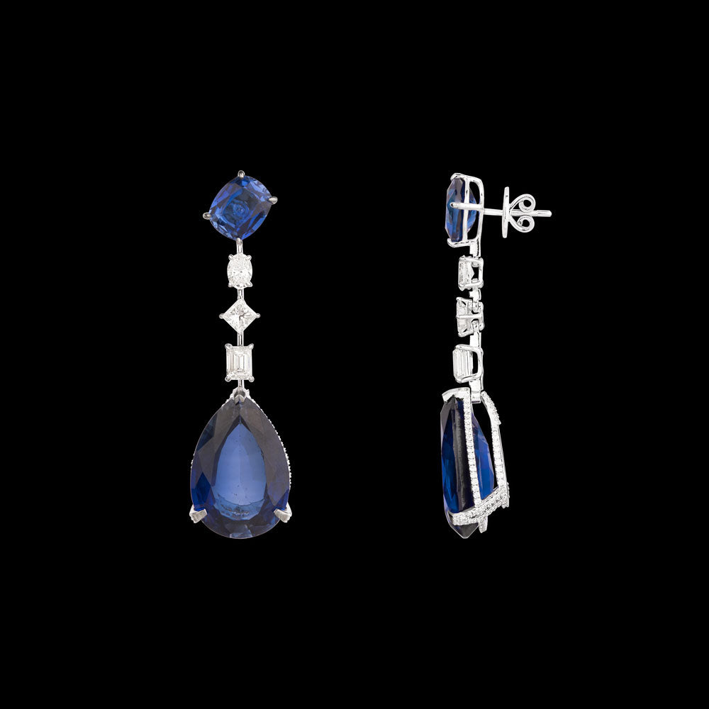 18K White Gold Diamond Jewellery - 4.988ct VVS-VS-GH with Colour Stones