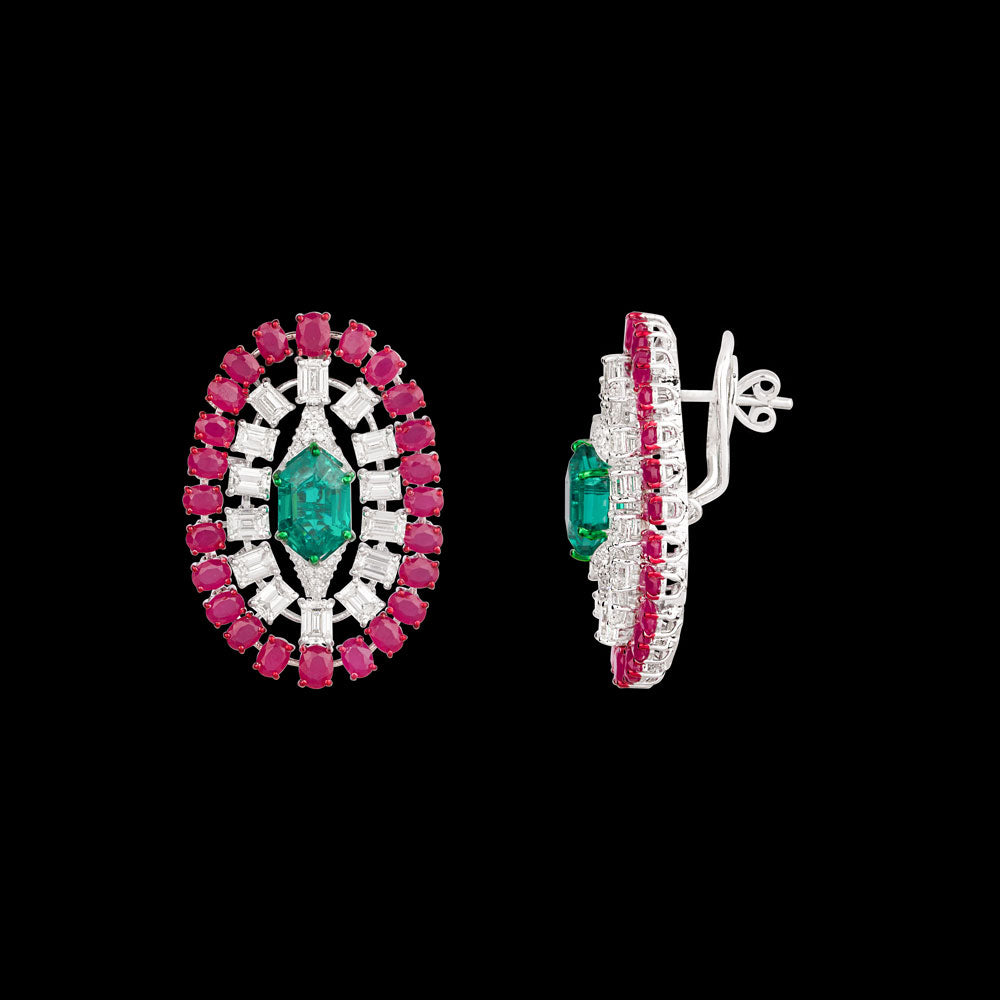 18K White Gold Diamond Jewellery - 7.4ct VS-SI-GH with Colour Stones