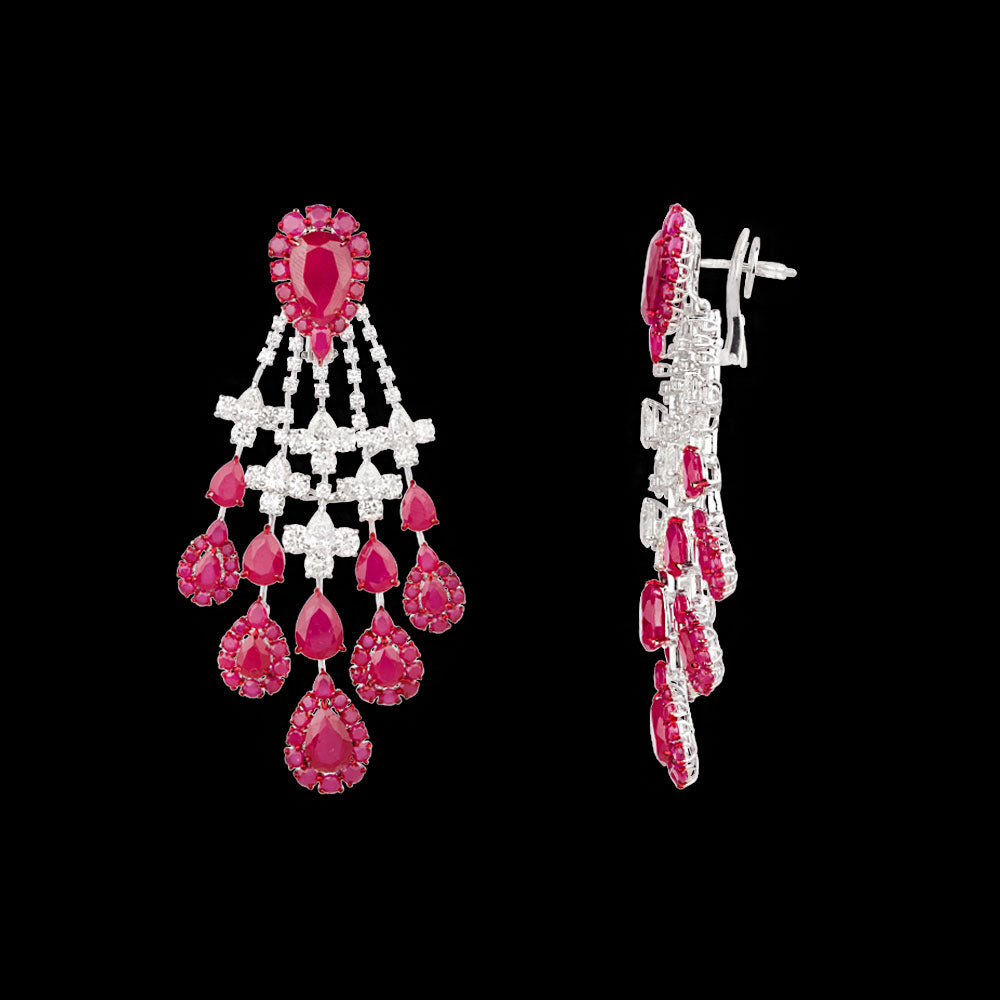18K White Gold Diamond Jewellery - 13.646ct VVS-VS-HI with Colour Stones