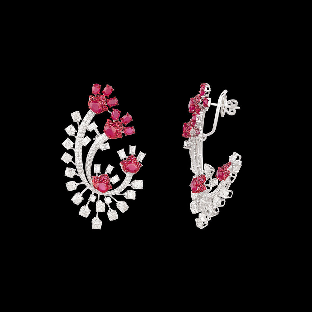 18K White Gold Diamond Jewellery - 10.28ct VVS-VS-FG with Colour Stones