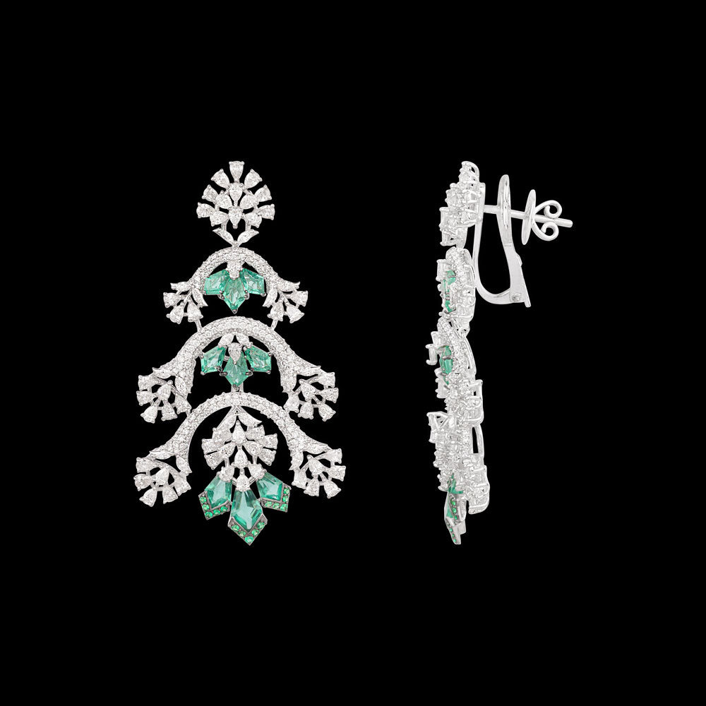 18K White Gold Diamond Jewellery - 8.01ct VVS-VS-FG with Colour Stones