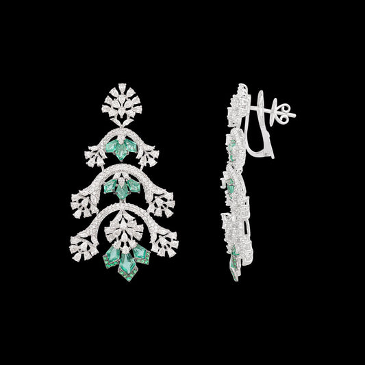 18K White Gold Diamond Jewellery - 8.01ct VVS-VS-FG with Colour Stones