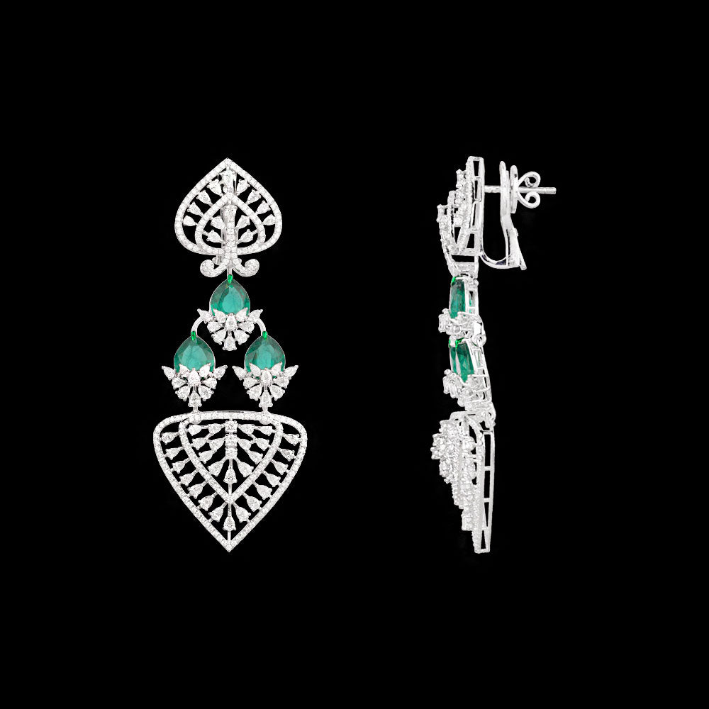 18K White Gold Diamond Jewellery - 7.39ct VVS-VS-EF with Colour Stones