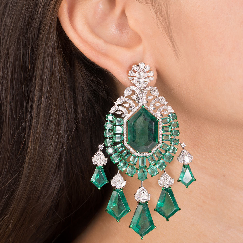 18K White Gold Diamond Jewellery - 6.28ct VS-SI-FG with Colour Stones