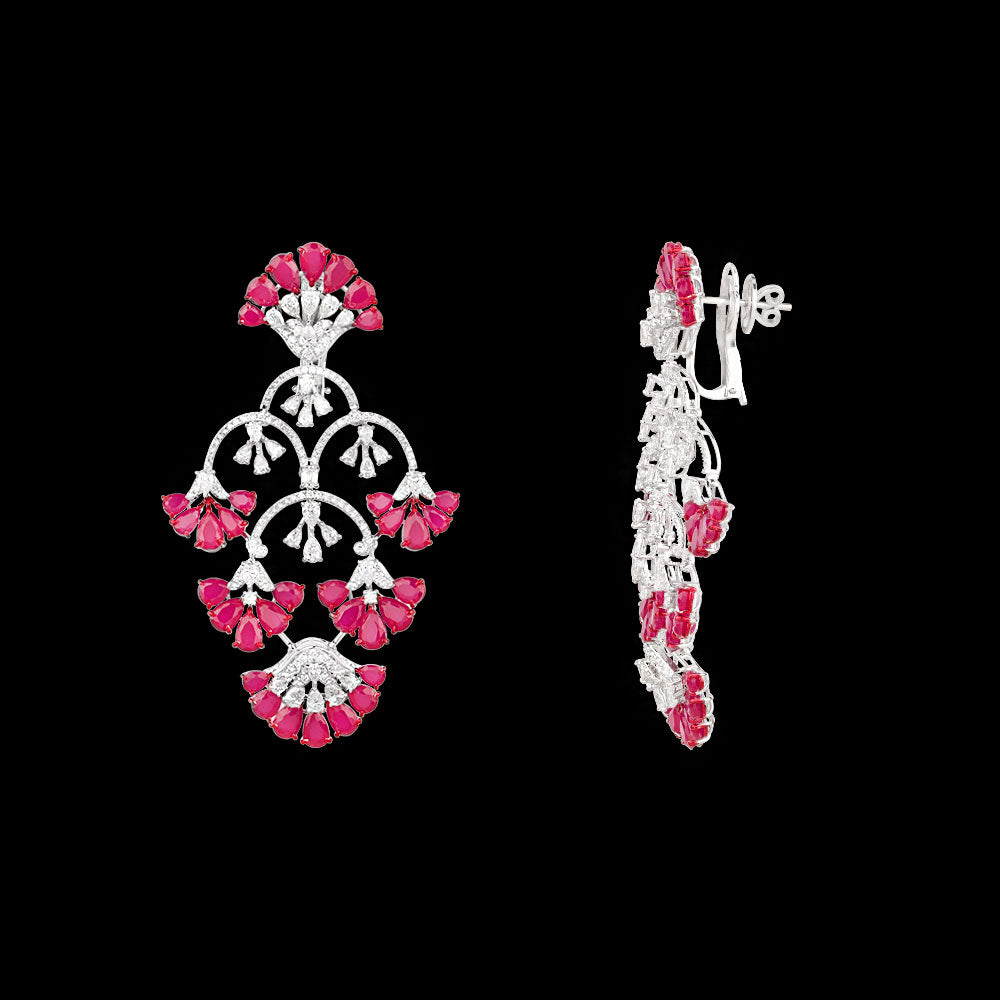 18K White Gold Diamond Jewellery - 6.275ct VVS-VS-FG with Colour Stones
