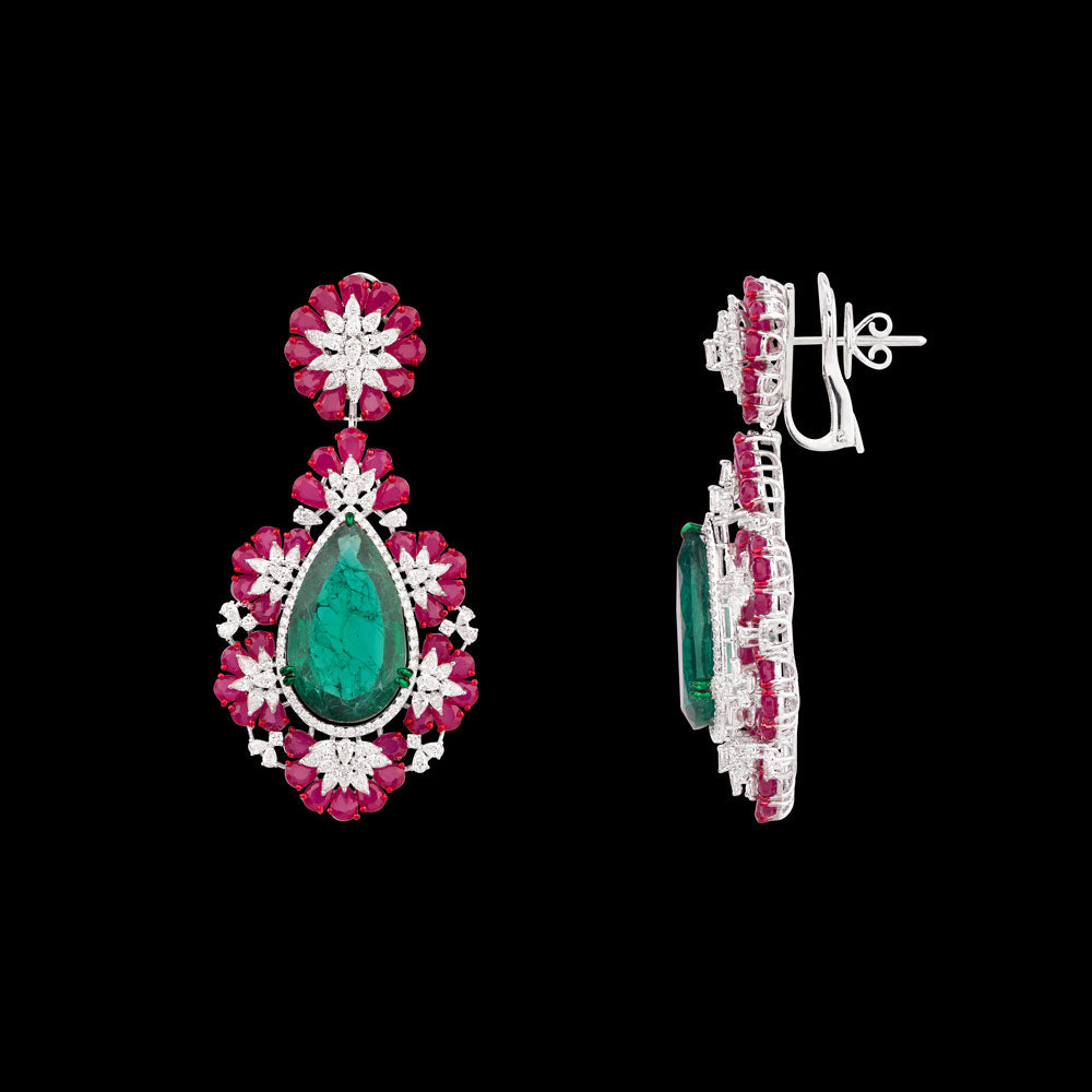 18K White Gold Diamond Jewellery - 4.765ct VVS-FG with Colour Stones