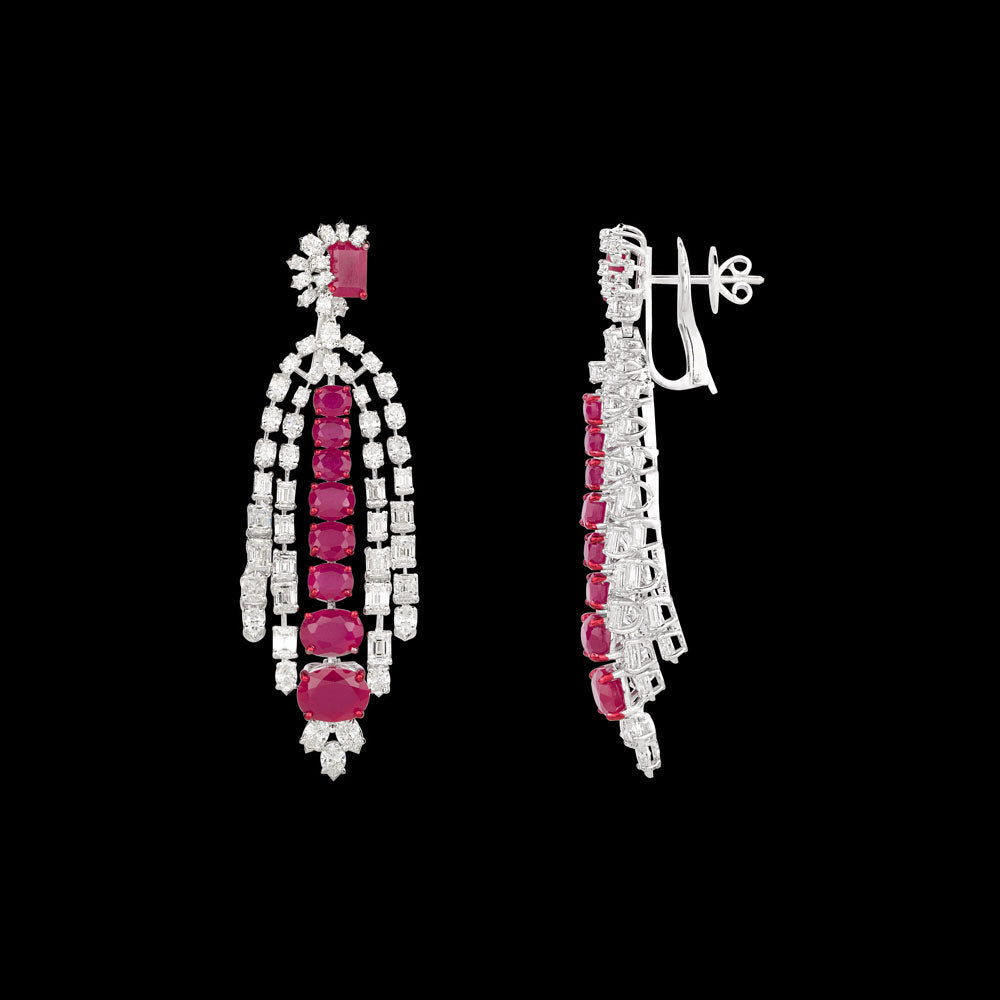18K White Gold Diamond Jewellery - 13.02ct VVS-VS-GH with Colour Stones