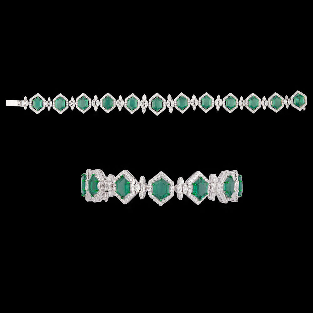 18K White Gold Diamond Bracelet - 6.005ct VVS-VS-FG with Colour Stones