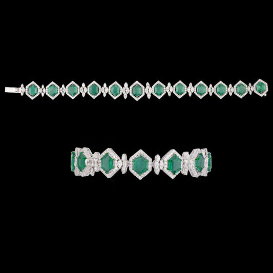 18K White Gold Diamond Bracelet - 6.005ct VVS-VS-FG with Colour Stones