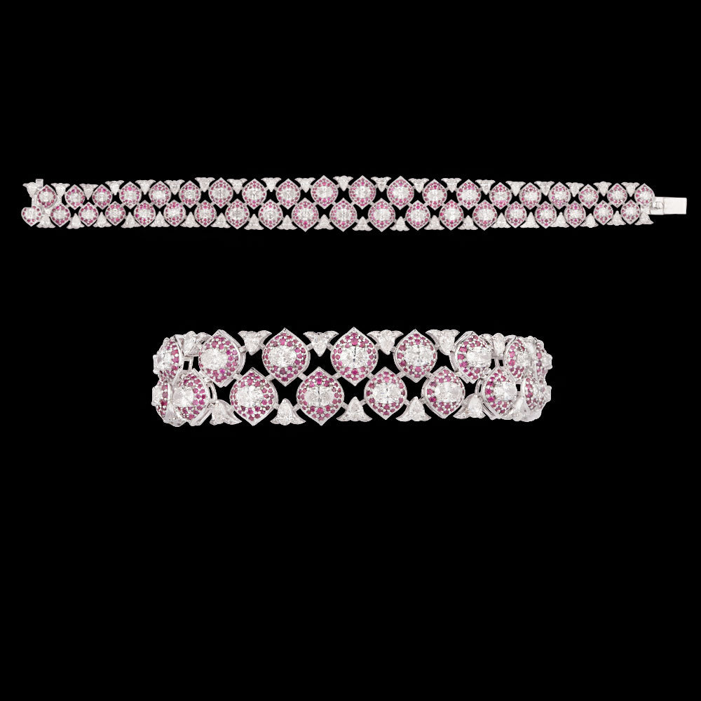 18K White Gold Diamond Bracelet - 10.111ct VS-SI-EF with Colour Stones