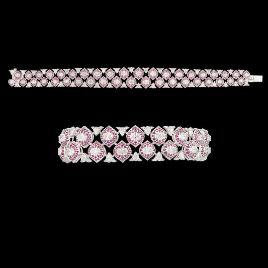 18K White Gold Diamond Bracelet - 10.111ct VS-SI-EF with Colour Stones