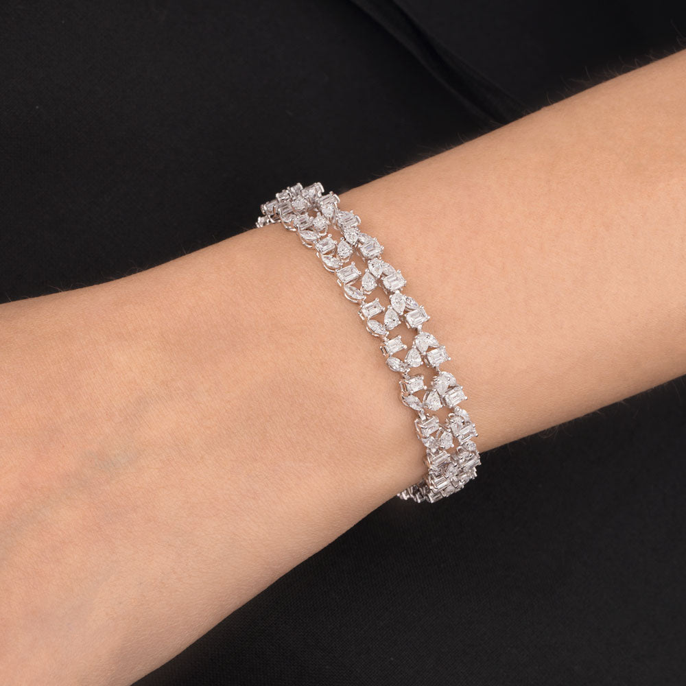 18K White Gold Diamond Bracelet - 9.276ct VVS-VS-EF