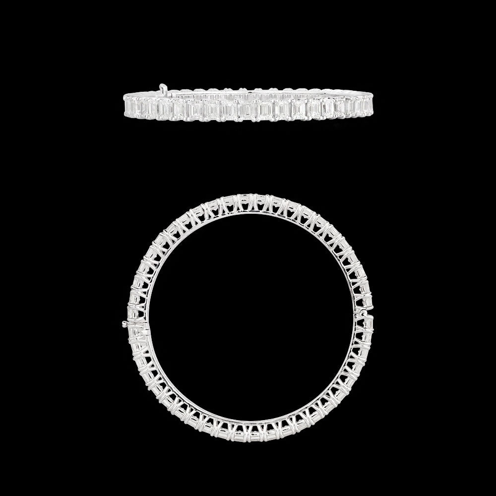 18K White Gold Diamond Bangle - 26.71ct SI-IJ