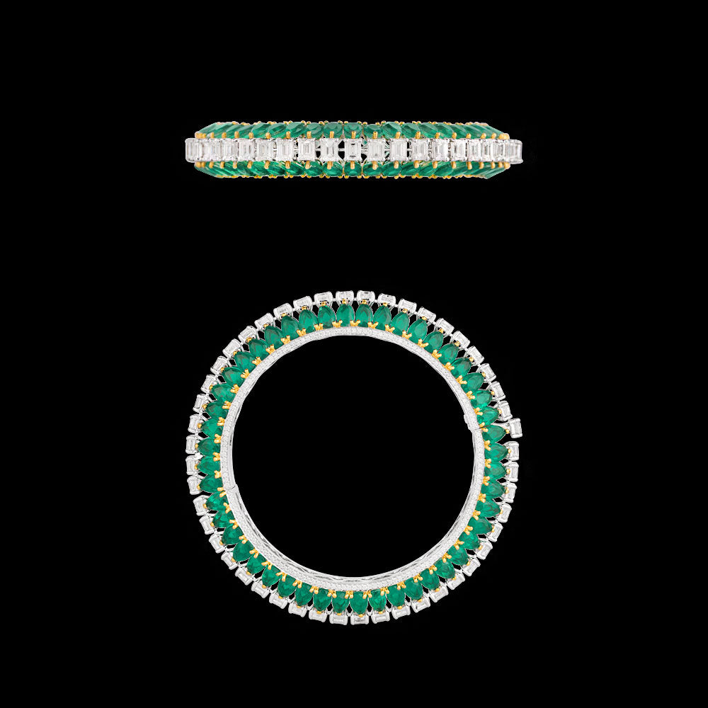 18K White Gold Diamond Bangle - 19.91ct VVS-VS-HI with Colour Stones