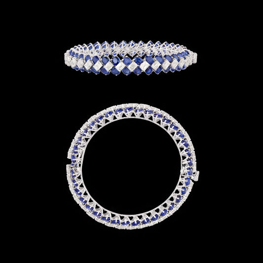18K White Gold Diamond Bangle - 14.52ct VVS-VS-IJ with Colour Stones