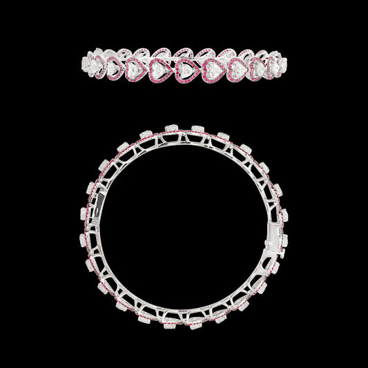 18K White Gold Diamond Bangle - 5.84ct VVS-VS-FG with Colour Stones