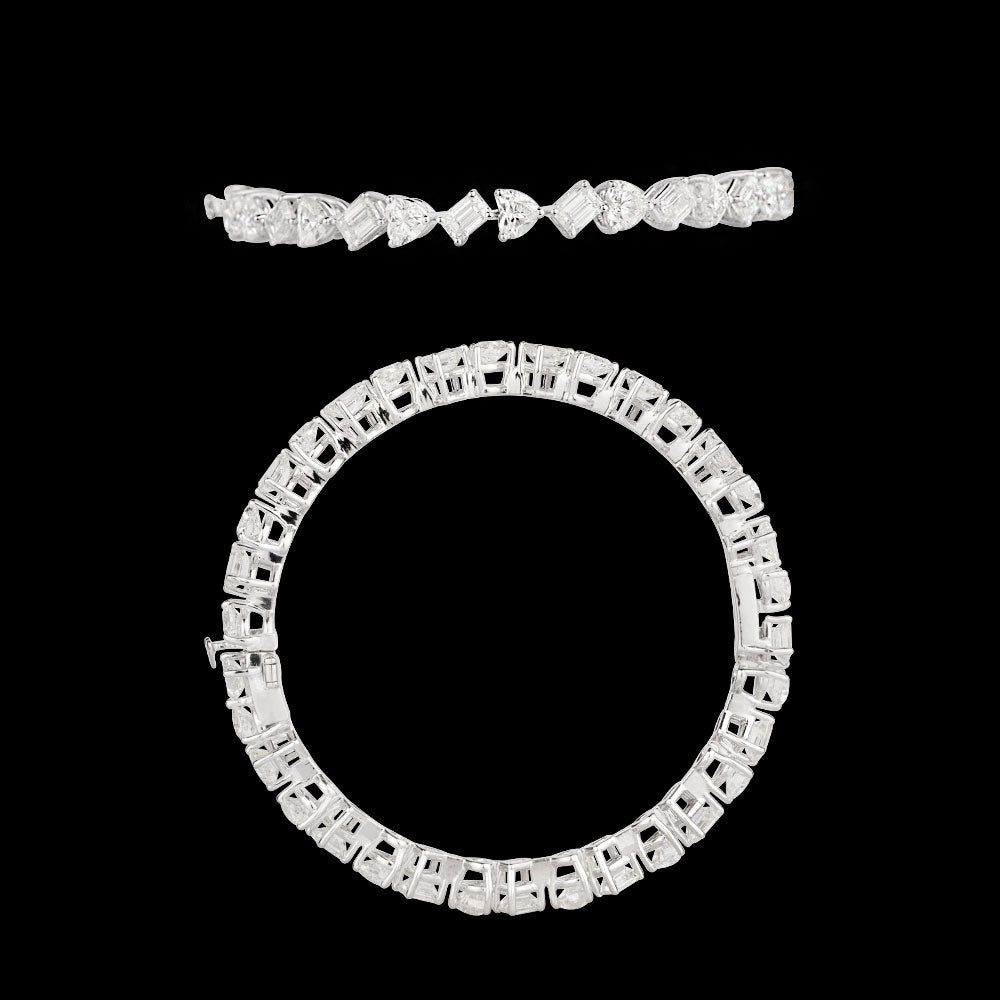 18K White Gold Diamond Bangle - 16.76ct VVS-VS-HI