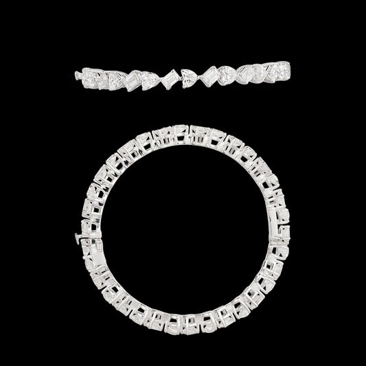 18K White Gold Diamond Bangle - 16.76ct VVS-VS-HI