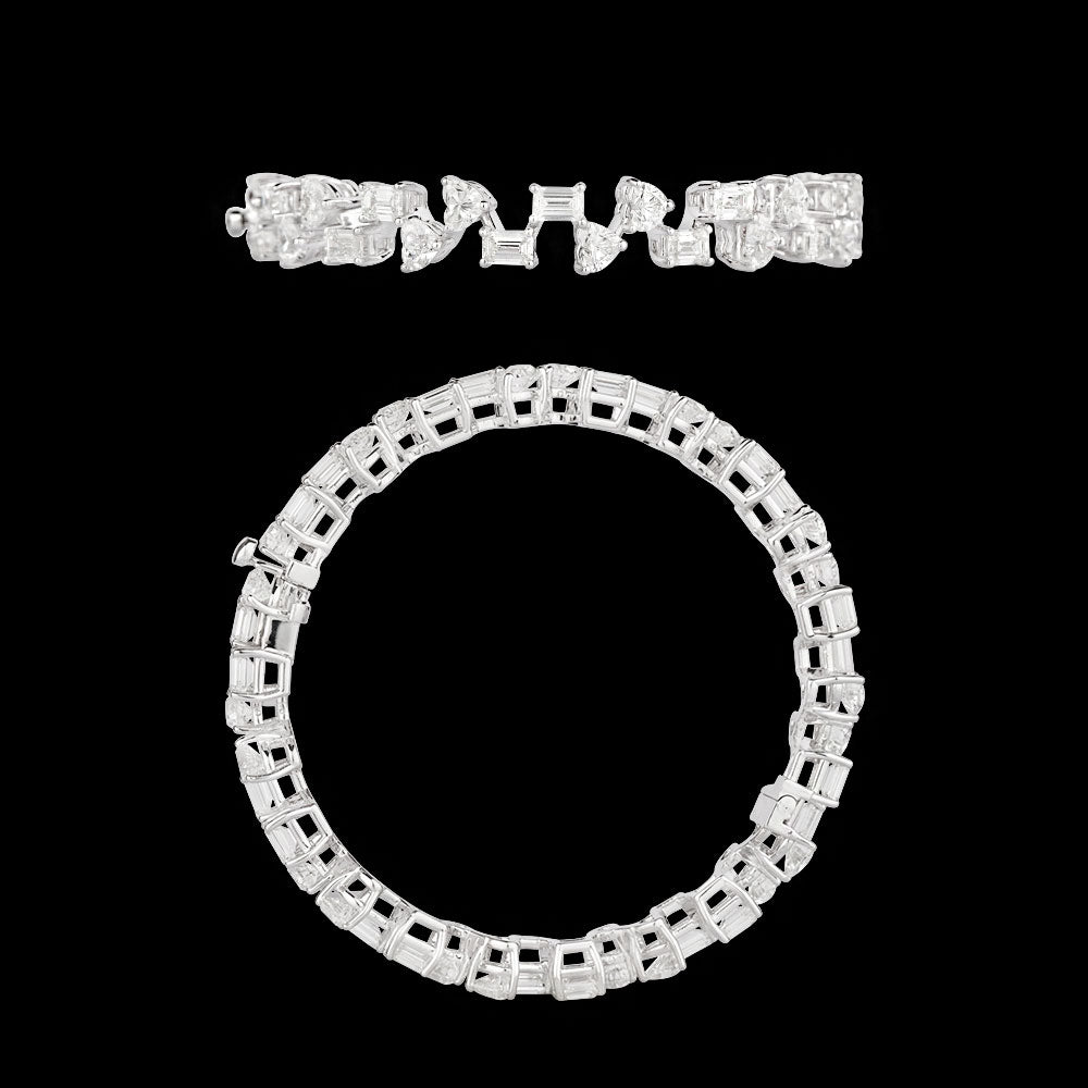 18K White Gold Diamond Bangle - 21.03ct VVS-VS-HI